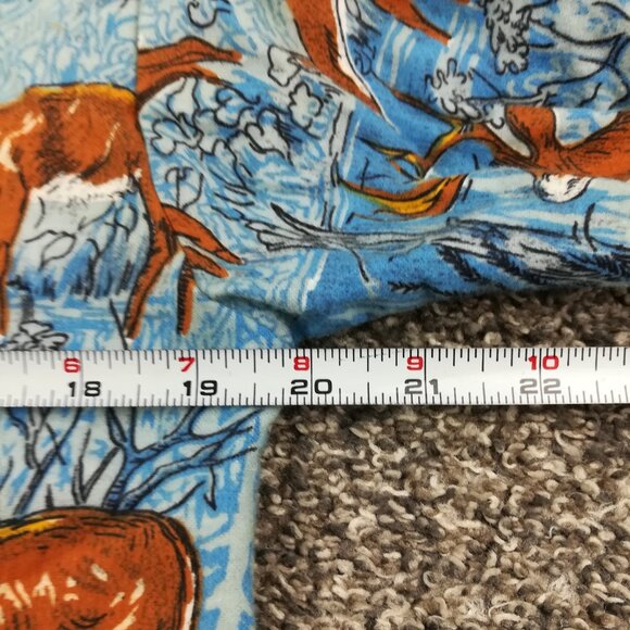 Vintage 60s 70s Flannel Shirt All Over Deer Print Permanent Press Mens Small - Picture 6 of 9